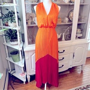 Pleated color block dress